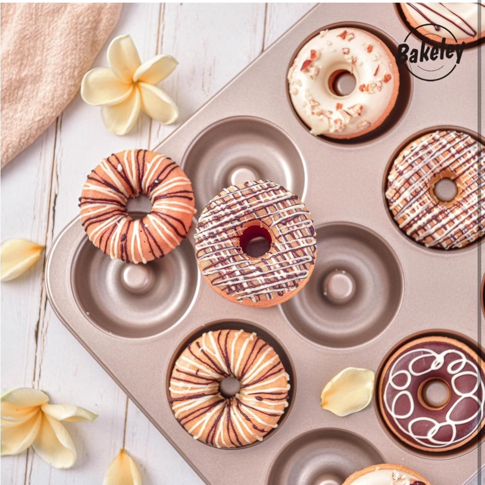 Donut‎ Pan, 12-Cavity Non-Stick Dount Mold Cake Pan Pattern(Champagne Gold) - Picture 8 of 8